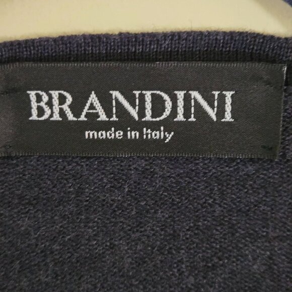 Brandini Made In Italy Extra Fine Merino Wool Navy V Neck Sweater Vest Size XL - Picture 3 of 4